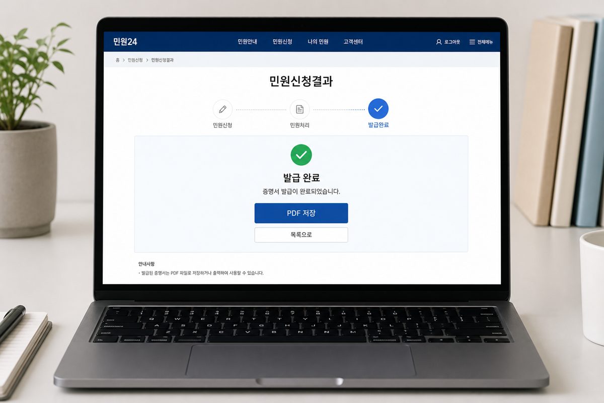 병적증명서 PDF 저장 화면