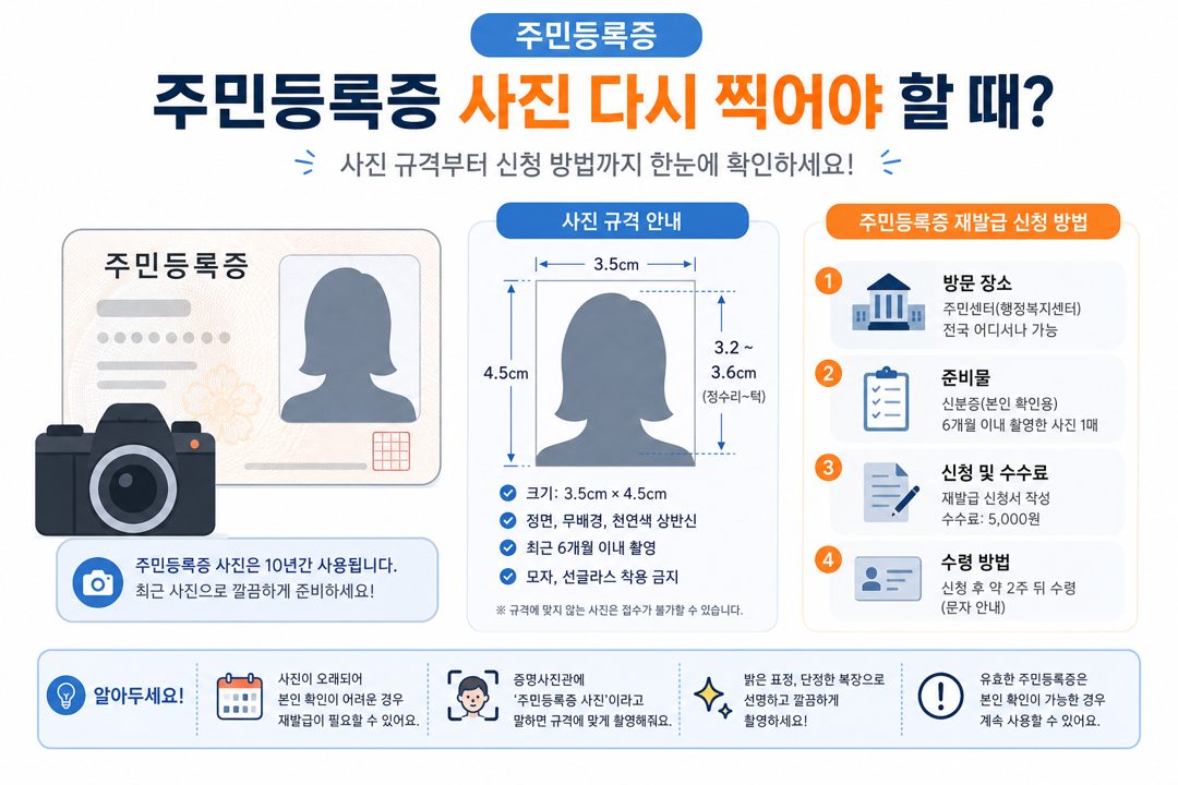 주민등록증 사진 재촬영 규격과 재발급 신청 안내 이미지