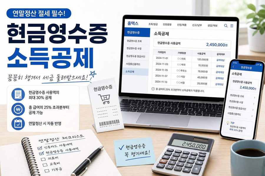 현금영수증 소득공제 조회와 한도 확인 안내 이미지