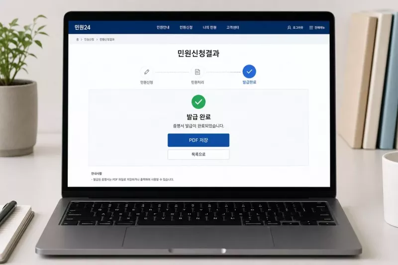병적증명서 PDF 저장 화면