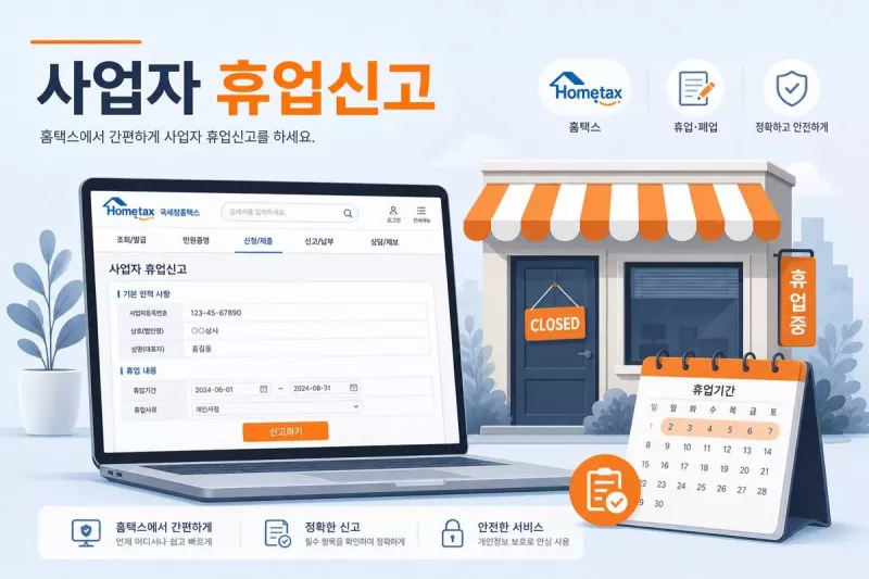 사업자 휴업신고 홈택스 신청 안내