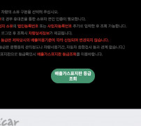 소유차량 등급조회 안내 화면 (개인 소유 휴대폰 본인인증 필요, 등급은 제작당시 배출허용기준으로 산정되어 변경되지 않음)