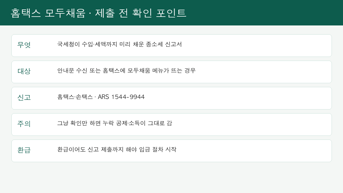 홈택스 모두채움 종합소득세 신고 대상 제출 전 확인 포인트