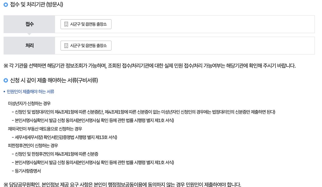 본인서명사실확인서 구비서류 미성년 재외국민 피한정후견