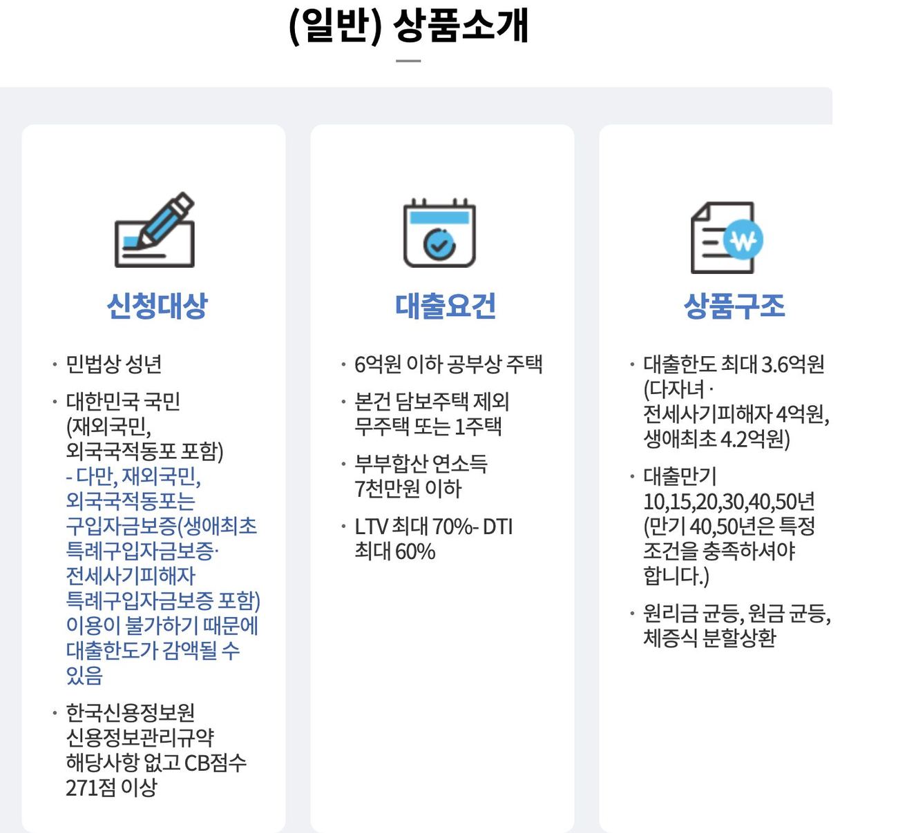 보금자리론 자격 소득 7천만 주택 6억 한도 공사 상품소개