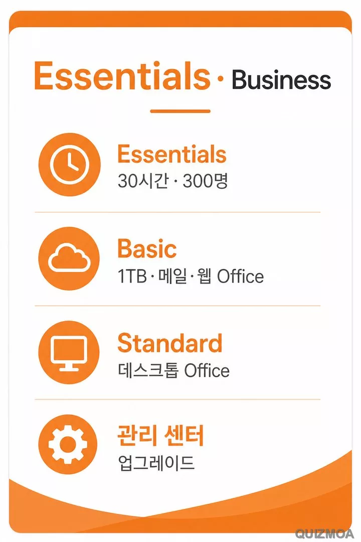 Essentials Business Basic Standard 업그레이드 차이