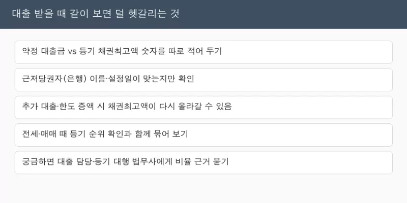 채권최고액 등기 확인과 대출 약정 비교 포인트