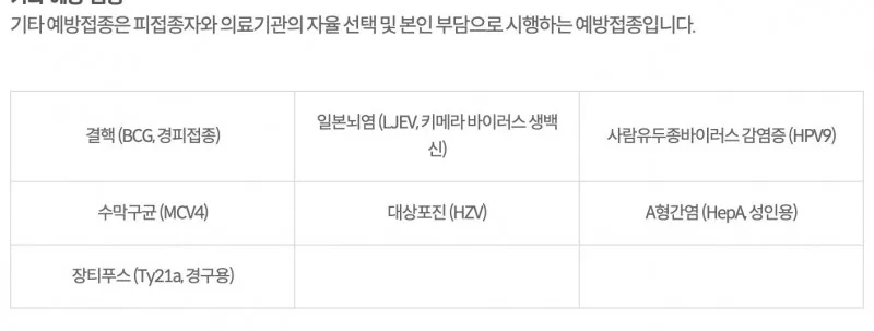 대상포진 HZV 기타 예방접종 본인 부담 예방접종도우미 분류