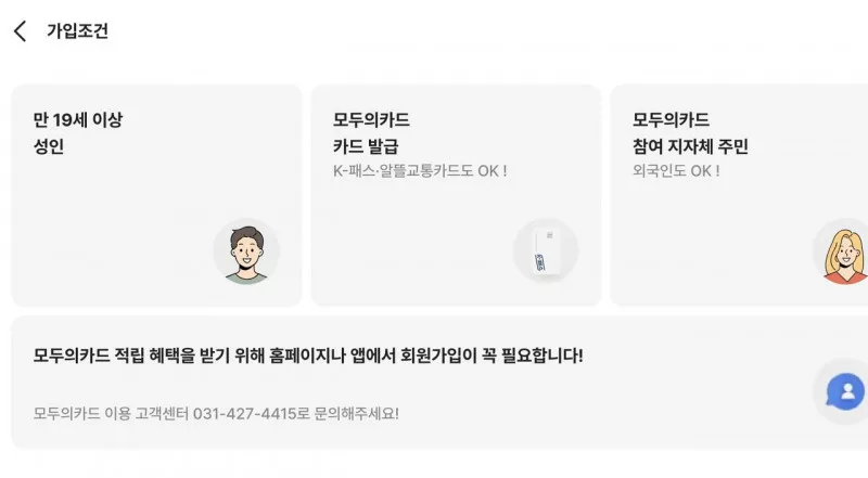 모두의카드 가입조건 만19세 카드발급 회원가입