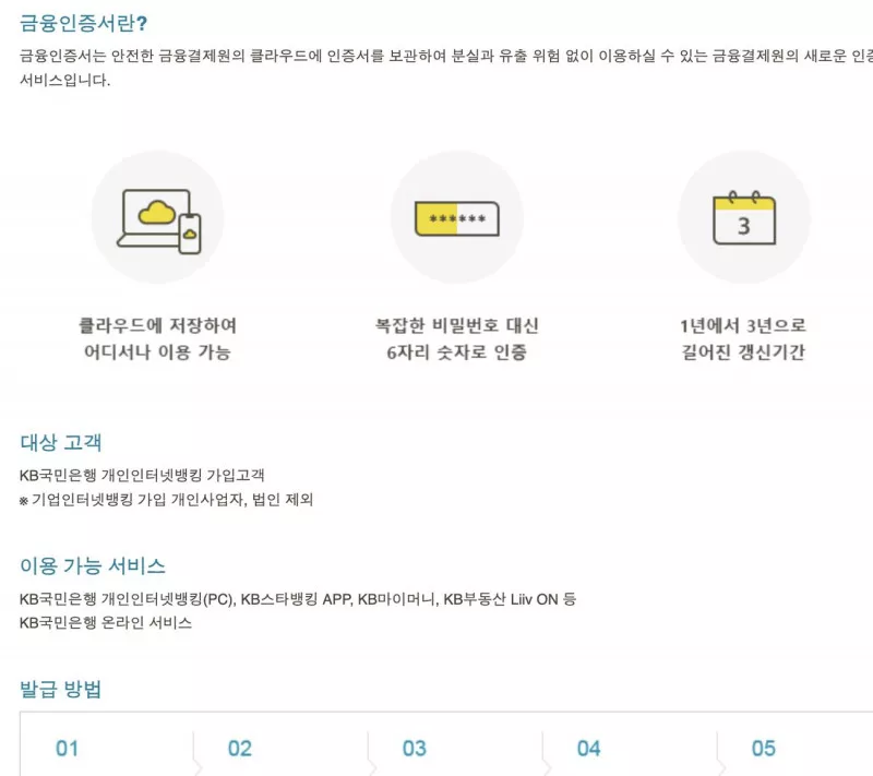 금융인증서 클라우드 보관과 6자리 비밀번호 3년 안내