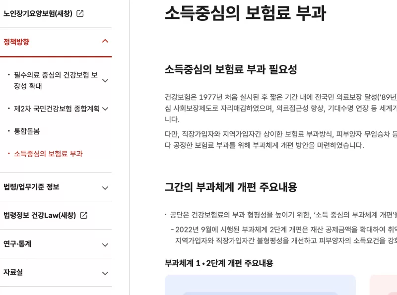 소득중심의 건강보험료 부과 안내