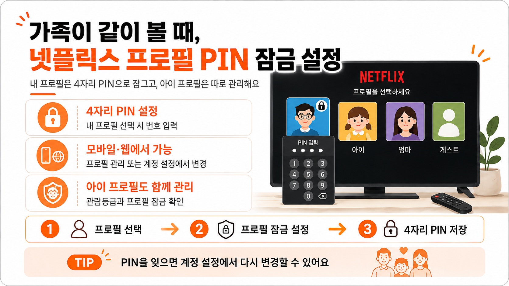 넷플릭스 프로필 pin 잠금 설정