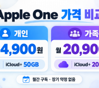 Apple One 개인 가족 월 요금과 iCloud 용량 비교