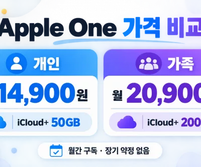 Apple One 개인 가족 월 요금과 iCloud 용량 비교
