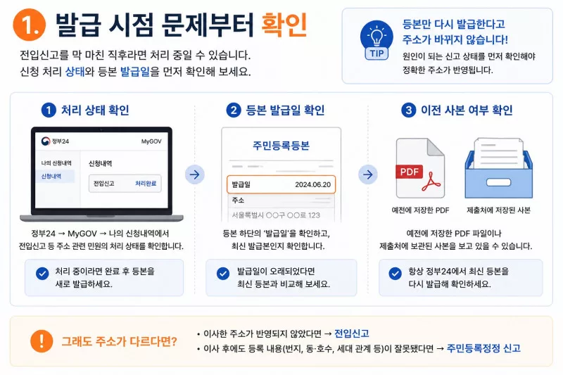 전입신고와 주민등록정정